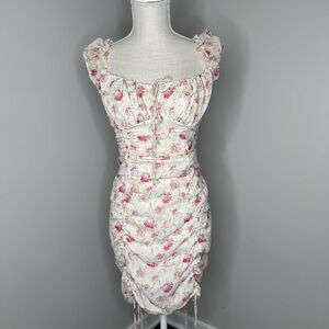 Cotton Candy Pink and Soft Yellow Floral Mini Dress